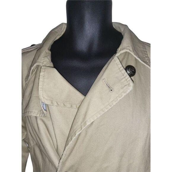We The‎ Free Trench Coat Women Sz M Khaki Mid Length Button Up Long Sleeve - Picture 2 of 6